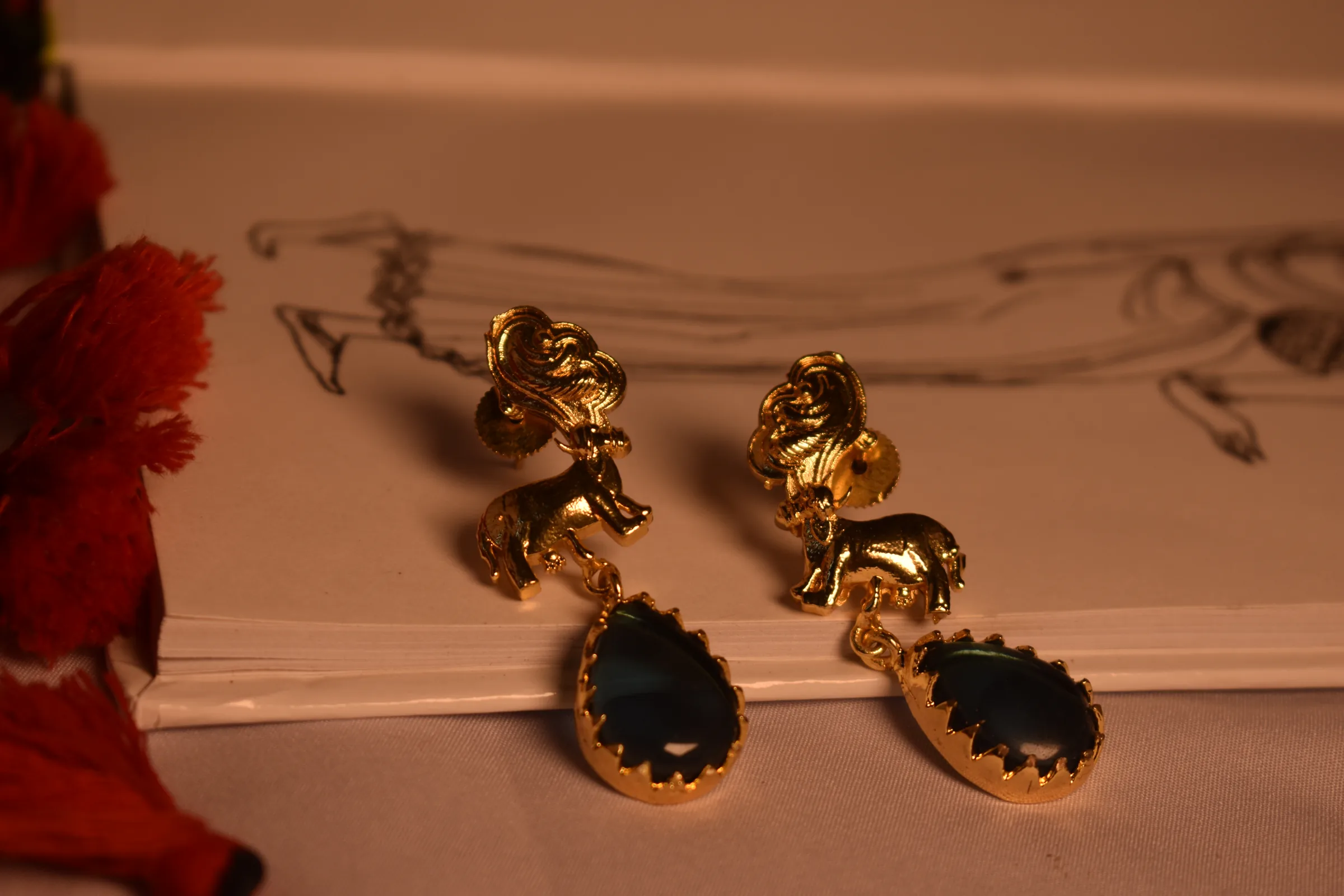 Kaalratri Black Stone Drop Earrings