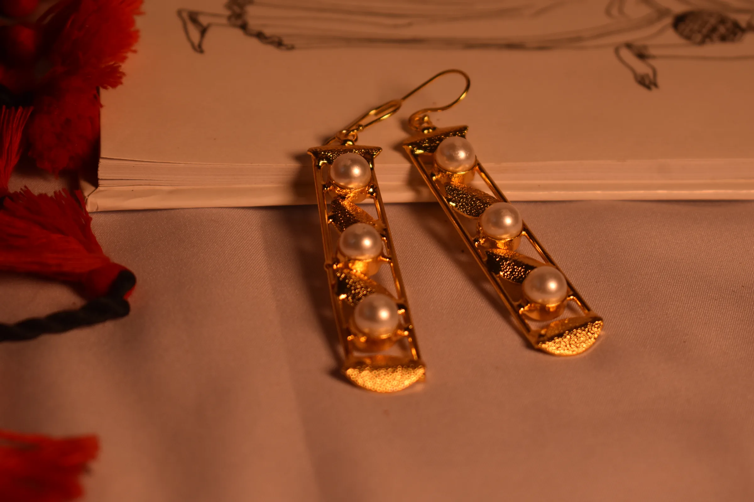 Moti Rekha Long Earrings