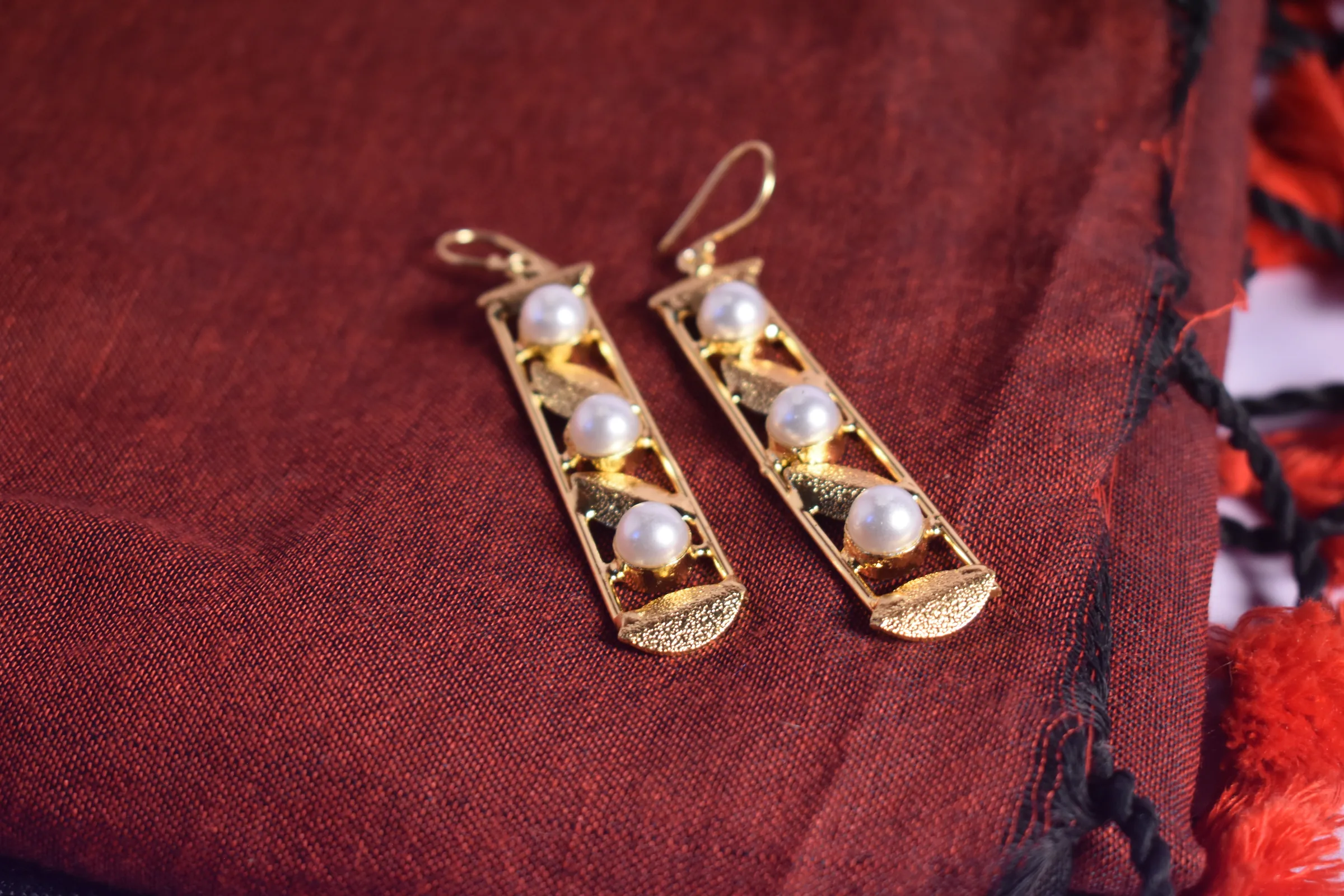 Moti Rekha Long Earrings - Image 2