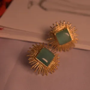 Chingari Green Sunburst Earrings
